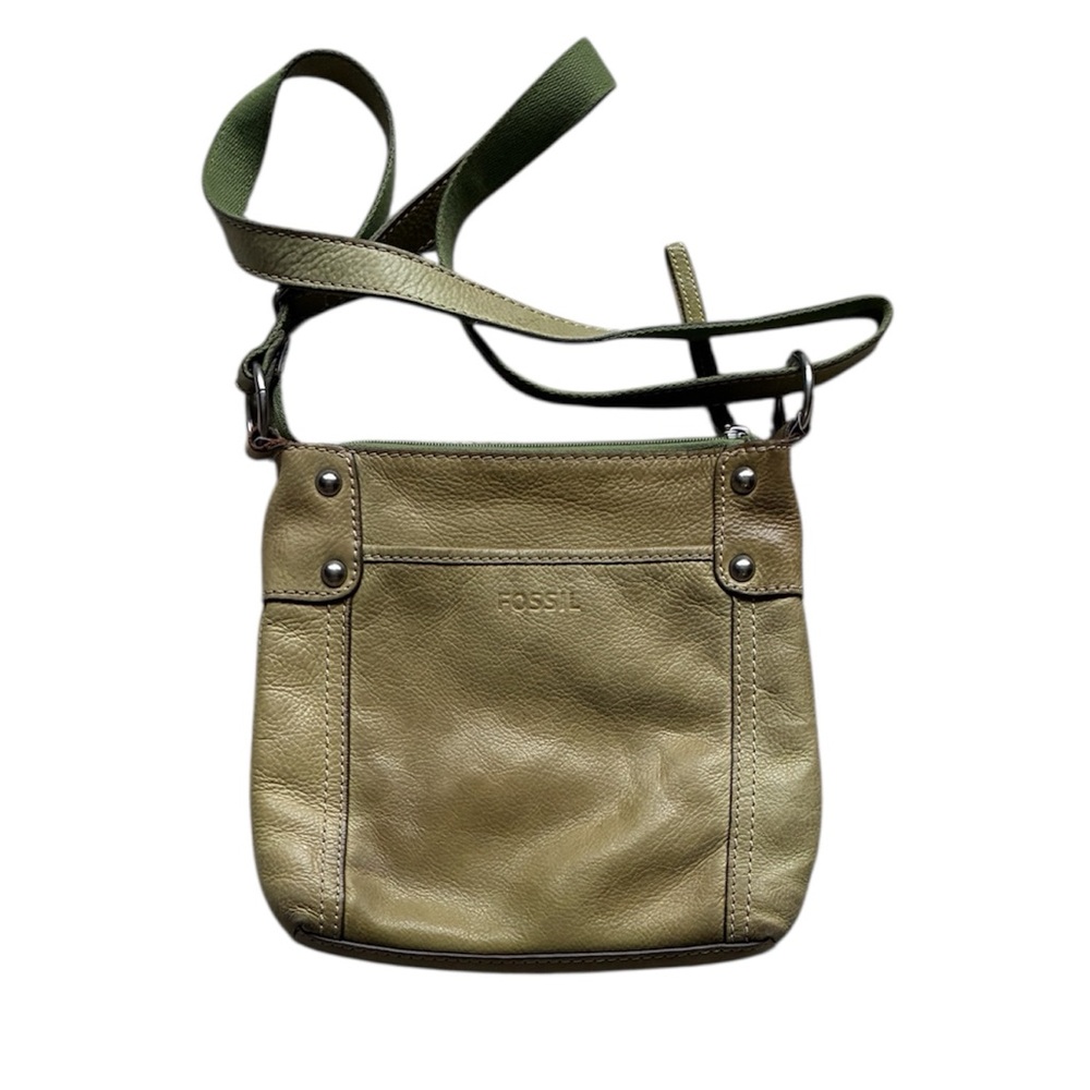 Fossil Olive Green Leather Crossbody Bag